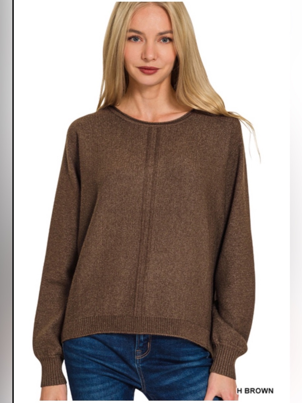 110 ❤️ small - 3X Zenana VISCOSE FRONT SEAM ROUND-NECK SWEATER